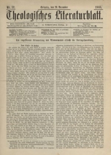 Theologisches Literaturblatt, 28. Dezember 1888, Nr 52.