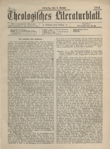 Theologisches Literaturblatt, 4. Januar 1889, Nr 1.