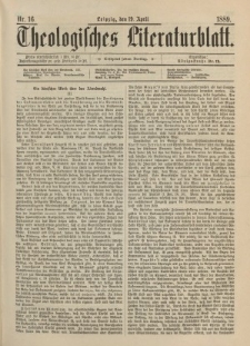 Theologisches Literaturblatt, 19. April 1889, Nr 16.