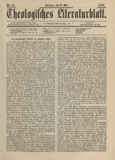 Theologisches Literaturblatt, 10. Mai 1889, Nr 19.