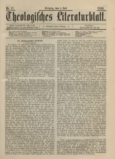 Theologisches Literaturblatt, 5. Juli 1889, Nr 27.