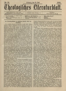 Theologisches Literaturblatt, 19. Juli 1889, Nr 29.