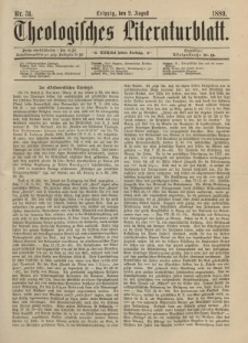 Theologisches Literaturblatt, 2. August 1889, Nr 31.