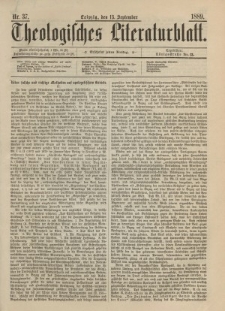 Theologisches Literaturblatt, 13. September 1889, Nr 37.