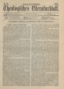 Theologisches Literaturblatt, 27. September 1889, Nr 39.