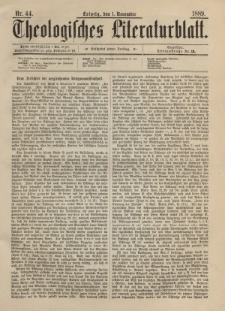 Theologisches Literaturblatt, 1. November 1889, Nr 44.