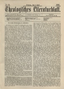 Theologisches Literaturblatt, 4. April 1890, Nr 14.