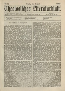 Theologisches Literaturblatt, 11. April 1890, Nr 15.