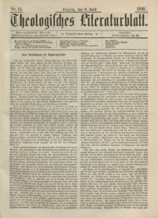 Theologisches Literaturblatt, 11. April 1890, Nr 15.