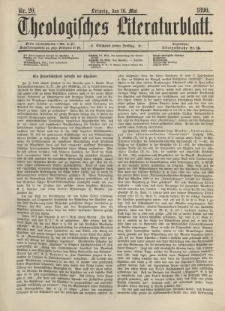 Theologisches Literaturblatt, 16. Mai 1890, Nr 20.