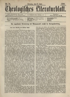Theologisches Literaturblatt, 27. Juni 1890, Nr 26.