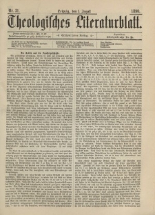 Theologisches Literaturblatt, 1. August 1890, Nr 31.