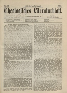 Theologisches Literaturblatt, 15. August 1890, Nr 33.