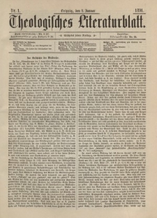 Theologisches Literaturblatt, 2. Januar 1891, Nr 1.