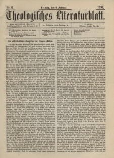 Theologisches Literaturblatt, 6. Februar 1891, Nr 6.