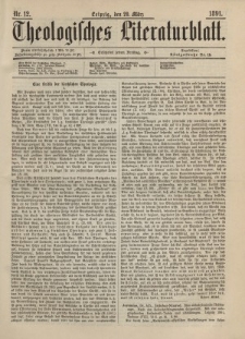 Theologisches Literaturblatt, 20. März 1891, Nr 12.