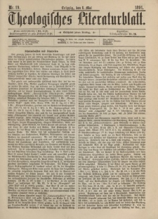 Theologisches Literaturblatt, 8. Mai 1891, Nr 19.