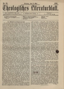 Theologisches Literaturblatt, 15. Mai 1891, Nr 20.