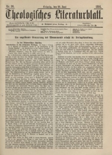 Theologisches Literaturblatt, 26. Juni 1891, Nr 26.