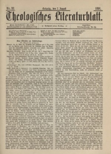 Theologisches Literaturblatt, 7. August 1891, Nr 32.