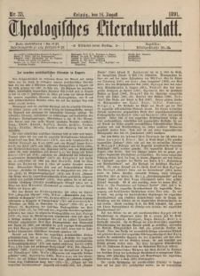 Theologisches Literaturblatt, 14. August 1891, Nr 33.