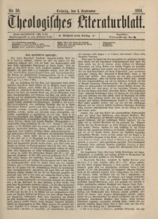 Theologisches Literaturblatt, 4. September 1891, Nr 36.