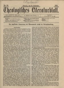 Theologisches Literaturblatt, 25. September 1891, Nr 39.