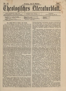 Theologisches Literaturblatt, 23. Oktober 1891, Nr 43.