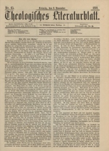 Theologisches Literaturblatt, 6. November 1891, Nr 45.