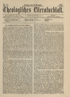 Theologisches Literaturblatt, 20. November 1891, Nr 47.