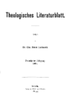 Theologisches Literaturblatt, 1899 (Inhaltsverzeichniß)