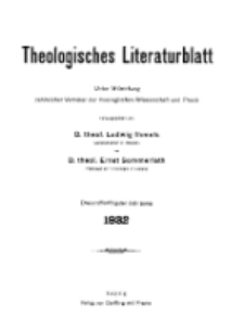 Theologisches Literaturblatt, 1932 (Inhaltsverzeichniß)