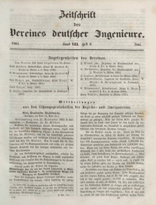 Zeitschrift des Vereins deutscher Ingenieure, Bd. VIII, Juni 1864, H. 6.