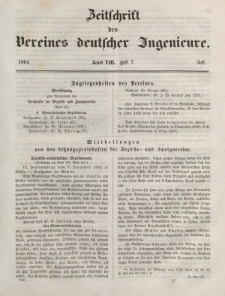 Zeitschrift des Vereins deutscher Ingenieure, Bd. VIII, Juli 1864, H. 7.