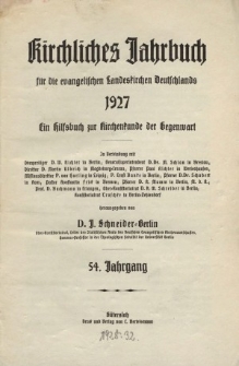 Kirchliches Jahrbuch, 54. Jahrgang, 1927