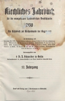 Kirchliches Jahrbuch, 57. Jahrgang, 1930