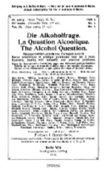 Die Alkoholfrage, 1913, Jg. IX, H. 1