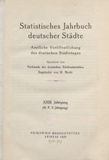 Statistisches Jahrbuch deutscher Städte, 1928