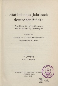 Statistisches Jahrbuch deutscher Städte, 1929