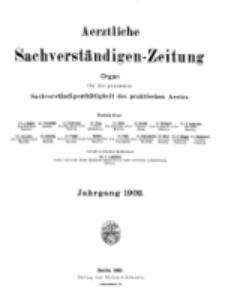 Aerztliche Sachverständigen-Zeitung, (Sachregister) 8. Jg. 1902