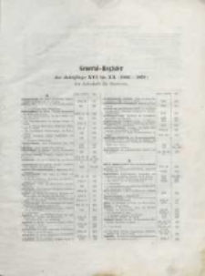 General-Register der Jg. XVI bis XX (1866-1870) der Zeitschrift für Bauwesen