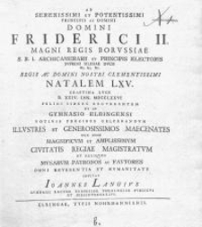 Ad serenissimi et potentissimi Principis ac domini Domini Friderici II.