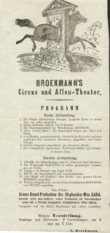 Pozycja nr 185 z kolekcji Henryka Nitschmanna : Broekmann's Circus und Affen-Theater : programm