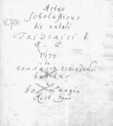 Actus Scholasticus die natali Friderici II. Regis Prussiae in Gymnasio Elbingensi habitus
