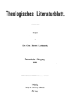 Theologisches Literaturblatt, 1898 (Inhaltsverzeichniß)