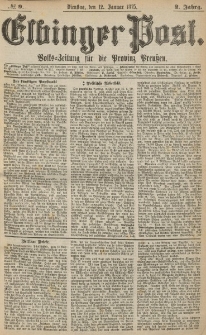 Elbinger Post, Nr. 9, Dienstag 12 Januar 1875, 2 Jh
