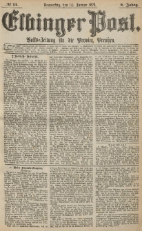 Elbinger Post, Nr. 11, Donnerstag 14 Januar 1875, 2 Jh