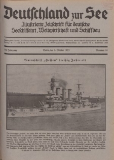 Deutschland zur See, 18. Jg. 1. Oktober 1933, Nummer 10.
