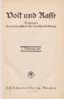 Volk und Rasse, 3. Jg. Januar 1928, Heft 1.