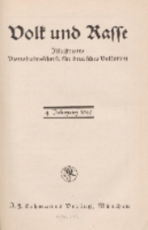 Volk und Rasse, 4. Jg. Januar 1929, Heft 1.